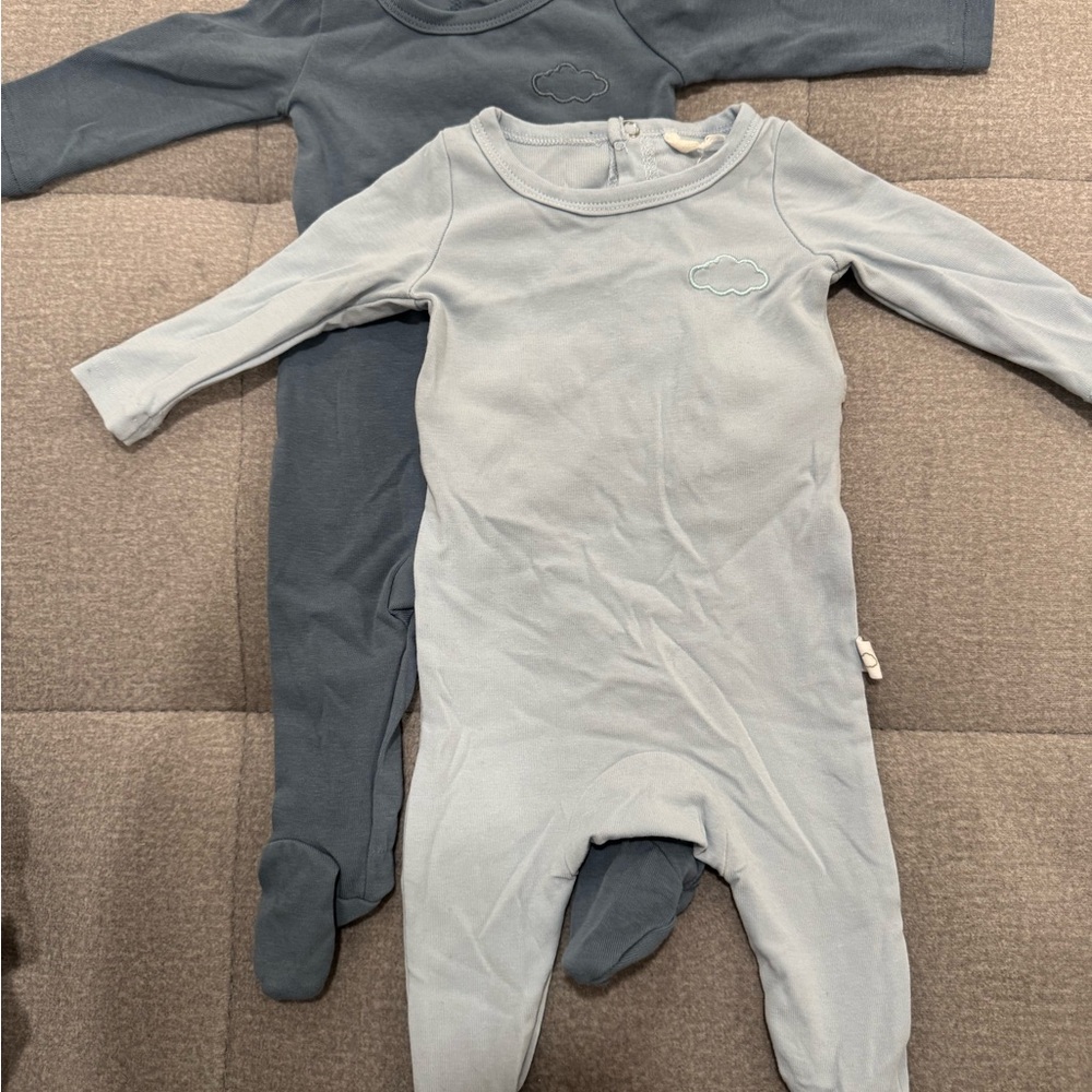 Pouf Baby One Piece Footies - Light Blue and Dark Gray